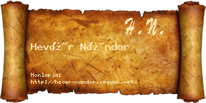 Hevér Nándor névjegykártya